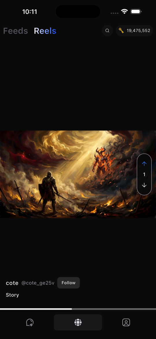 Magick Box reels feed showing a full-screen AI-generated artwork by a creator