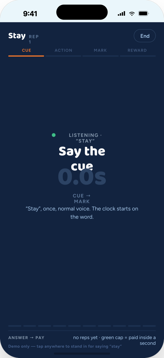 Magick Guardian voice-marked training session listening for the cue